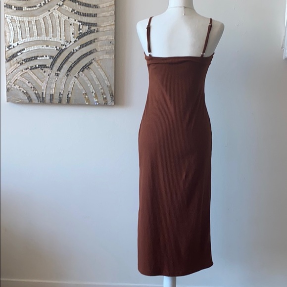 Dress Forum Ribbed Button Orange Midi Dress - Picture 8 of 11
